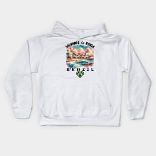 Salvador da Bahia Brazil Water Color Art Kids Hoodie